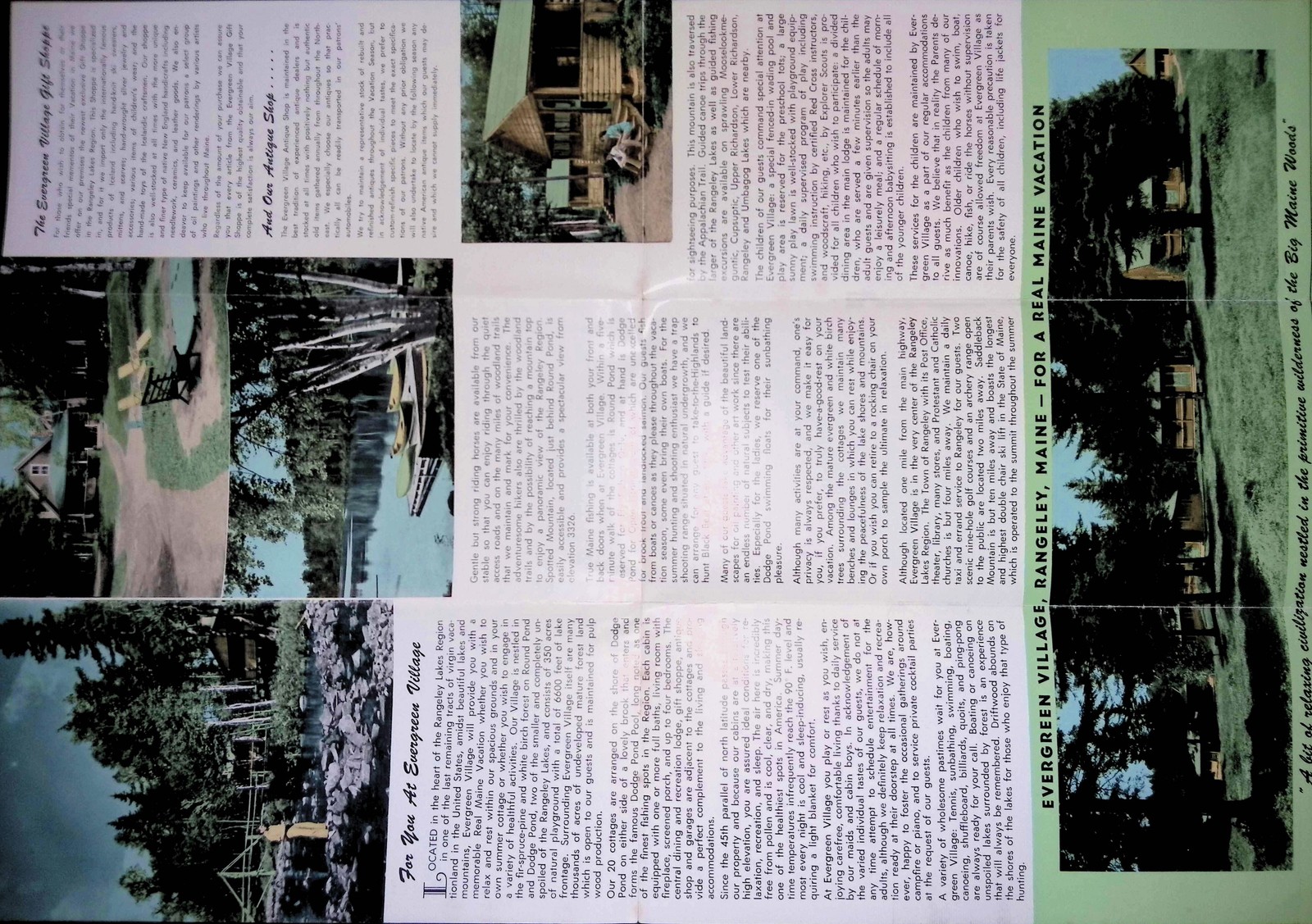 Evergreen Village Wisconsin Dells 1950s Resort Brochure Cabins Lake Rustic