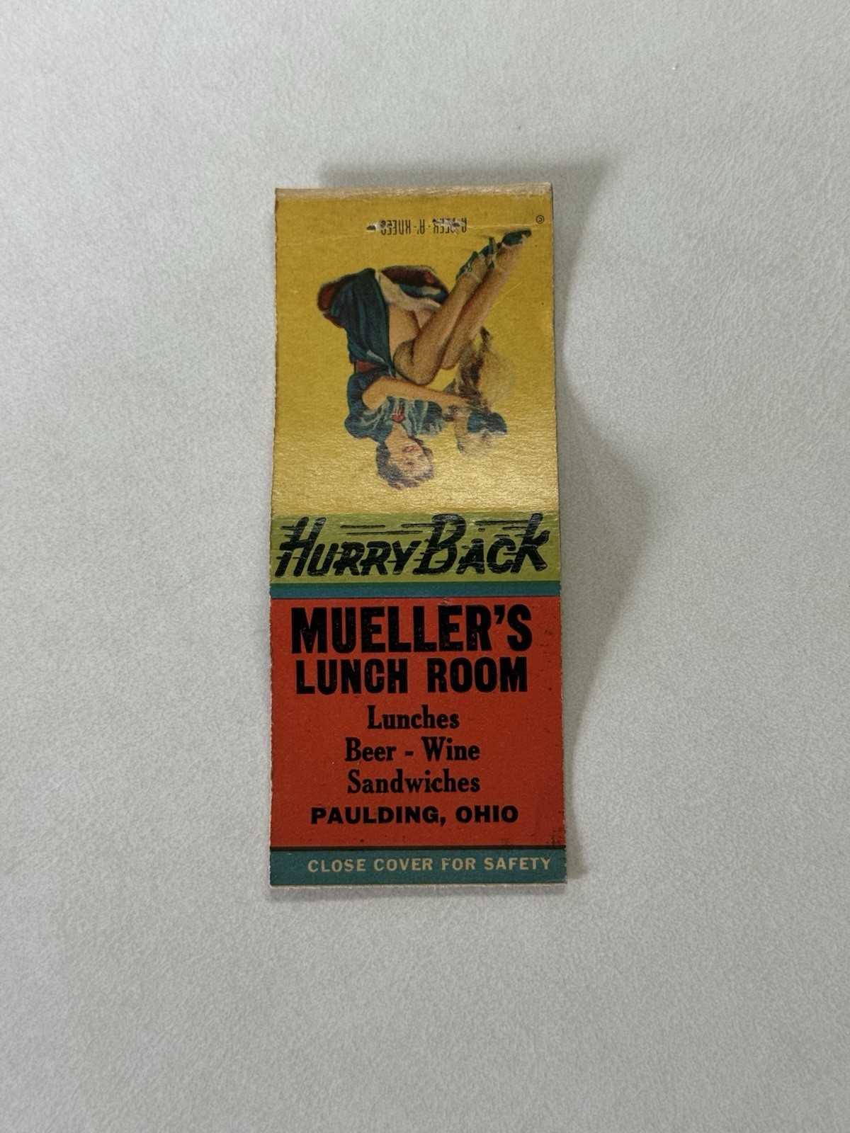 Muellers Lunch Room Paulding Ohio Matchbook Cover 500