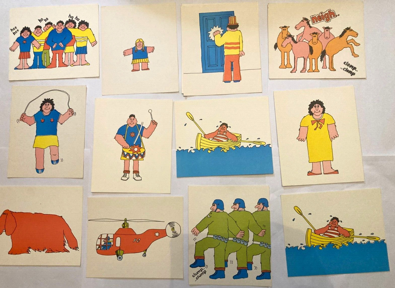 Vintage Childrens Art Cards Craft Cartoons Comic Decor Set of 80