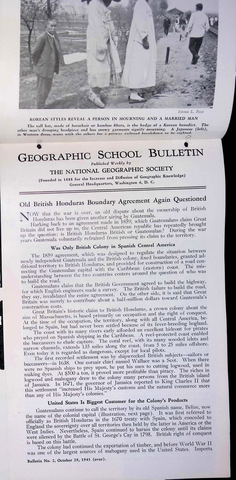 1945 National Geographic School Bulletin Vol XXIV No 5 Korea Turkey Japan WWII