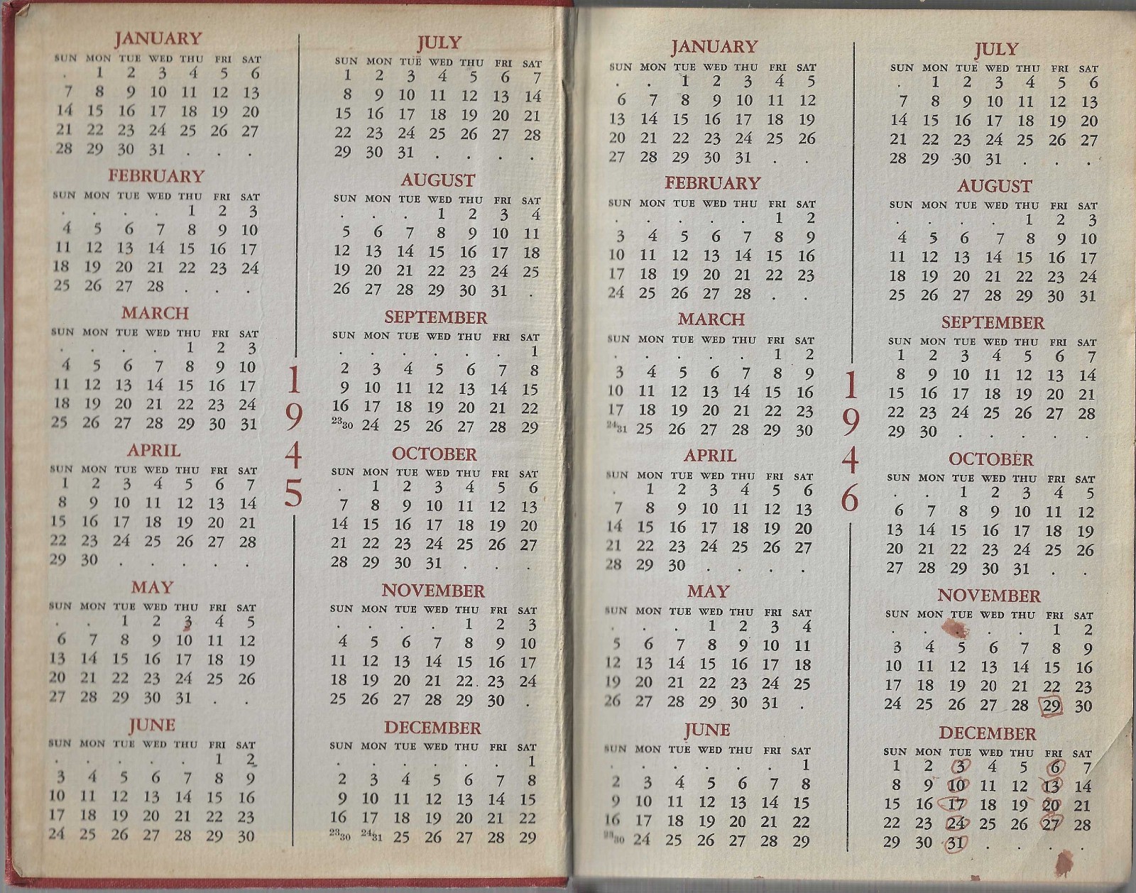 1946 WARNER’S CALENDAR OF MEDICAL HISTORY For The Use Of The Medical Profession