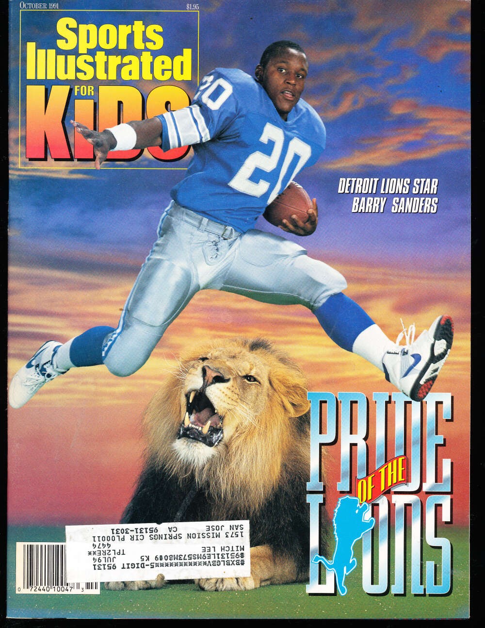 Oct 1991 Barry Sanders Lions sports Illustrated for Kids nm with cards bxsik