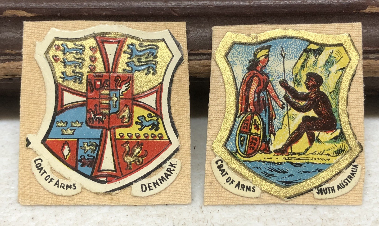 Lot of 2, Coat of Arms – DENMARK & South Australia Ephemera Glued on Paper – L1