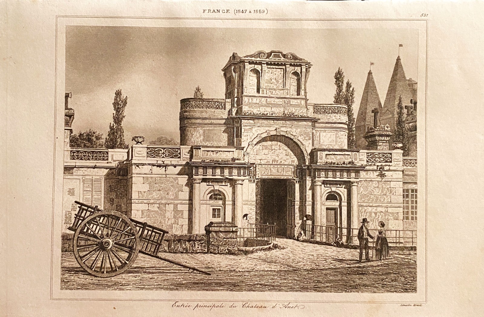 Engraving France 16th Century Main Entrance Of The Château D’Anet