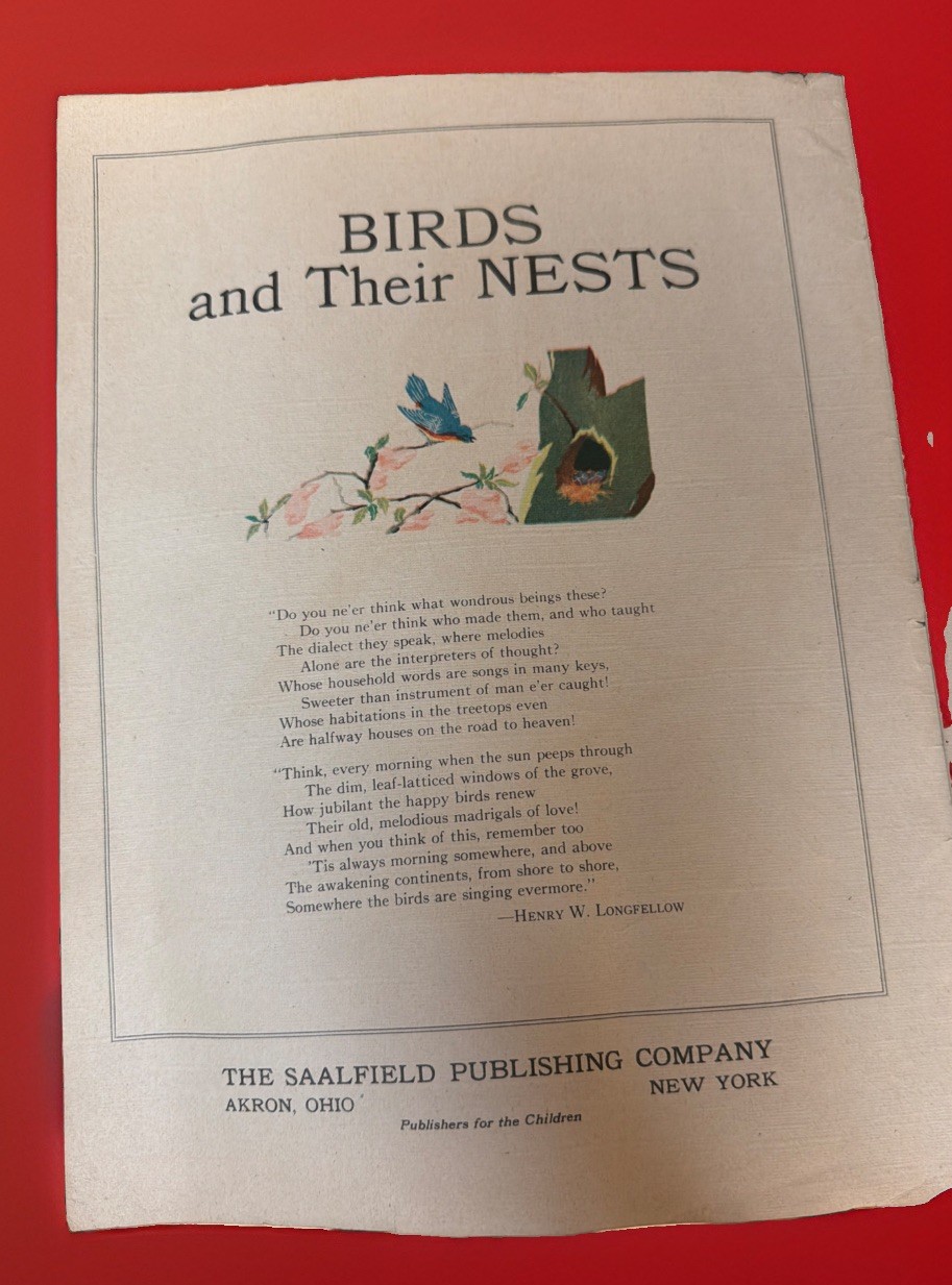 “Birds and Their Nests” (1943) 1st Edition from The Saalfield Publishing Company