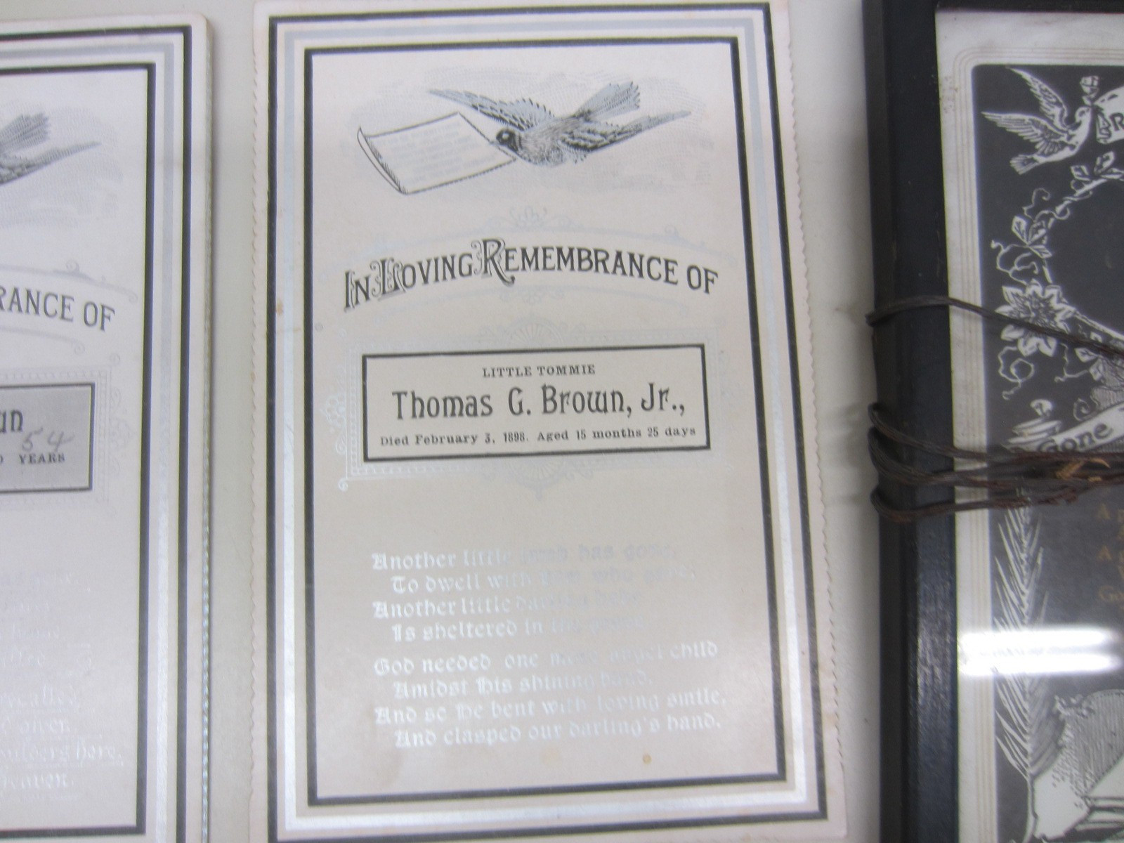 Memorial Cabinet Card Lot, In Loving Memory BROWN Ralph,Little Thomas,Franklin