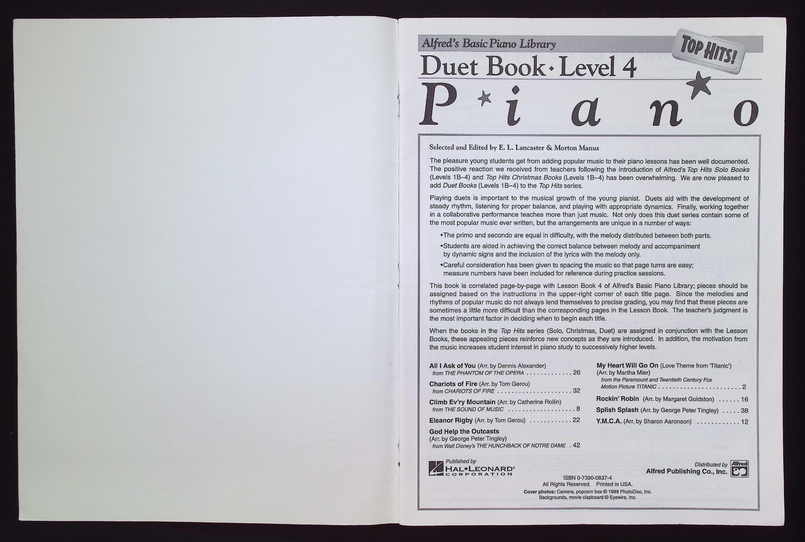 Alfred’s Basic Piano Library : Duet Book – Level 4 Piano, 1997 Hal Leonard Corp
