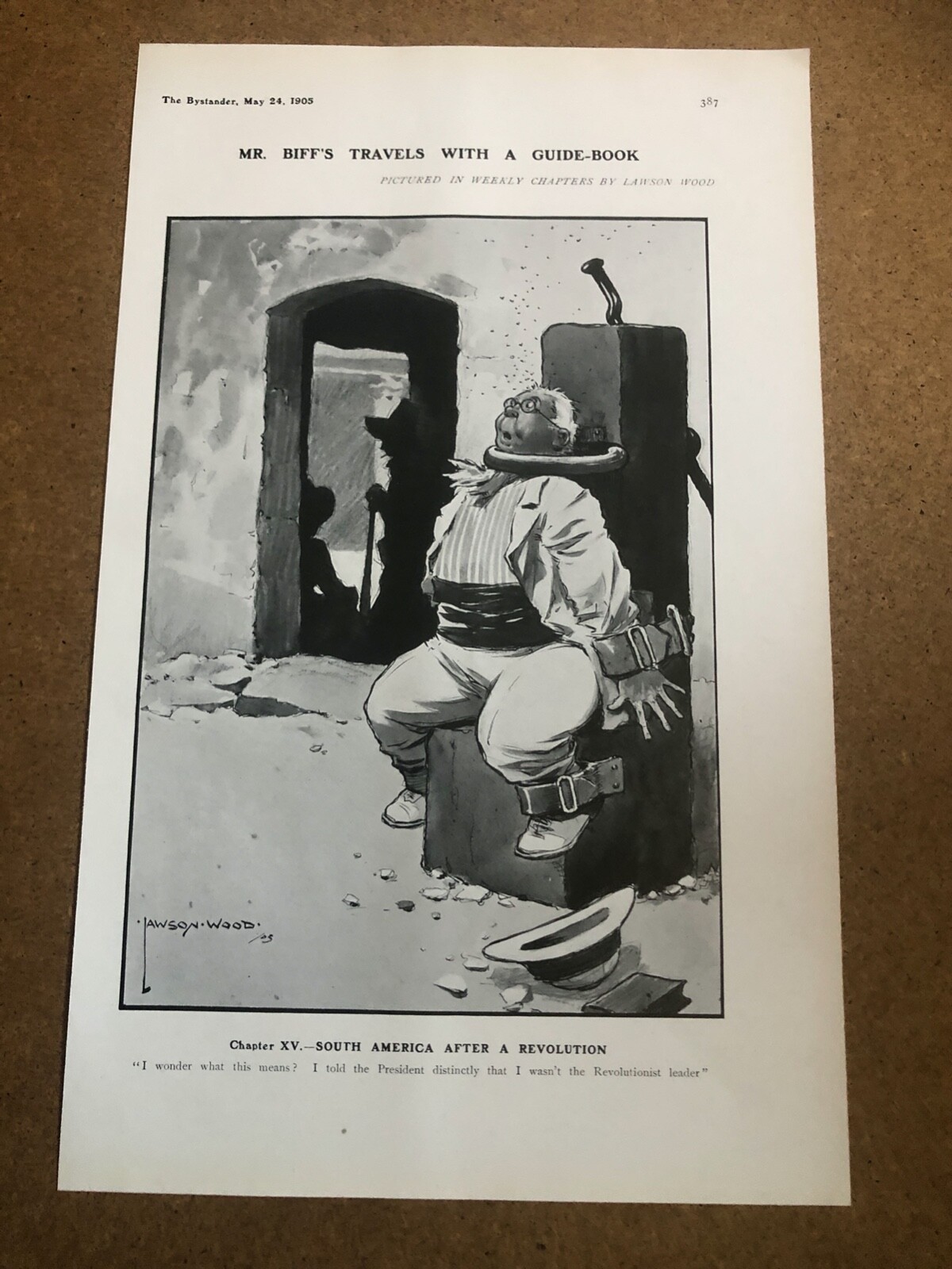 1905 bystander print – lawson wood cartoon ( south america after a revolution )
