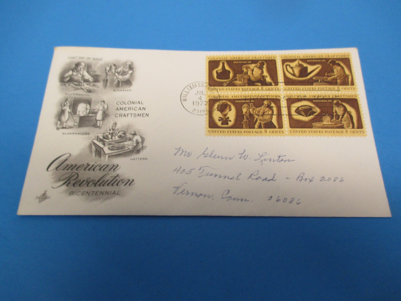 First Day Cover, American Revolution, Colonial American Craftsmen, 1972, FDC