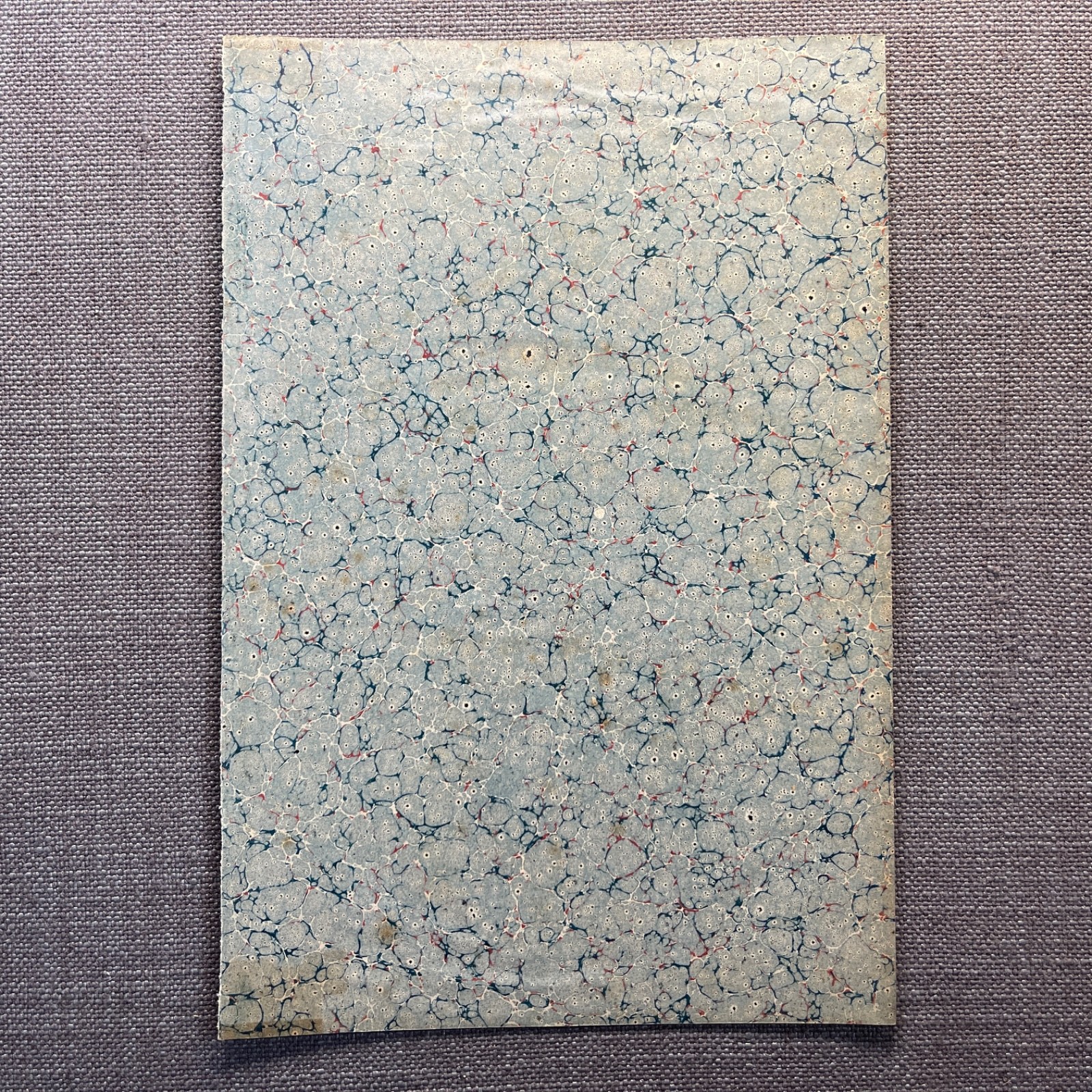 Antique Marbled End Papers Pair Bookbinding Blue Red White
