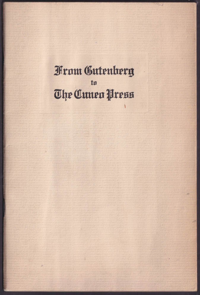 Otto Maurice Fokkert: From Gutenberg to The Cuneo Press: 1933 1st edition
