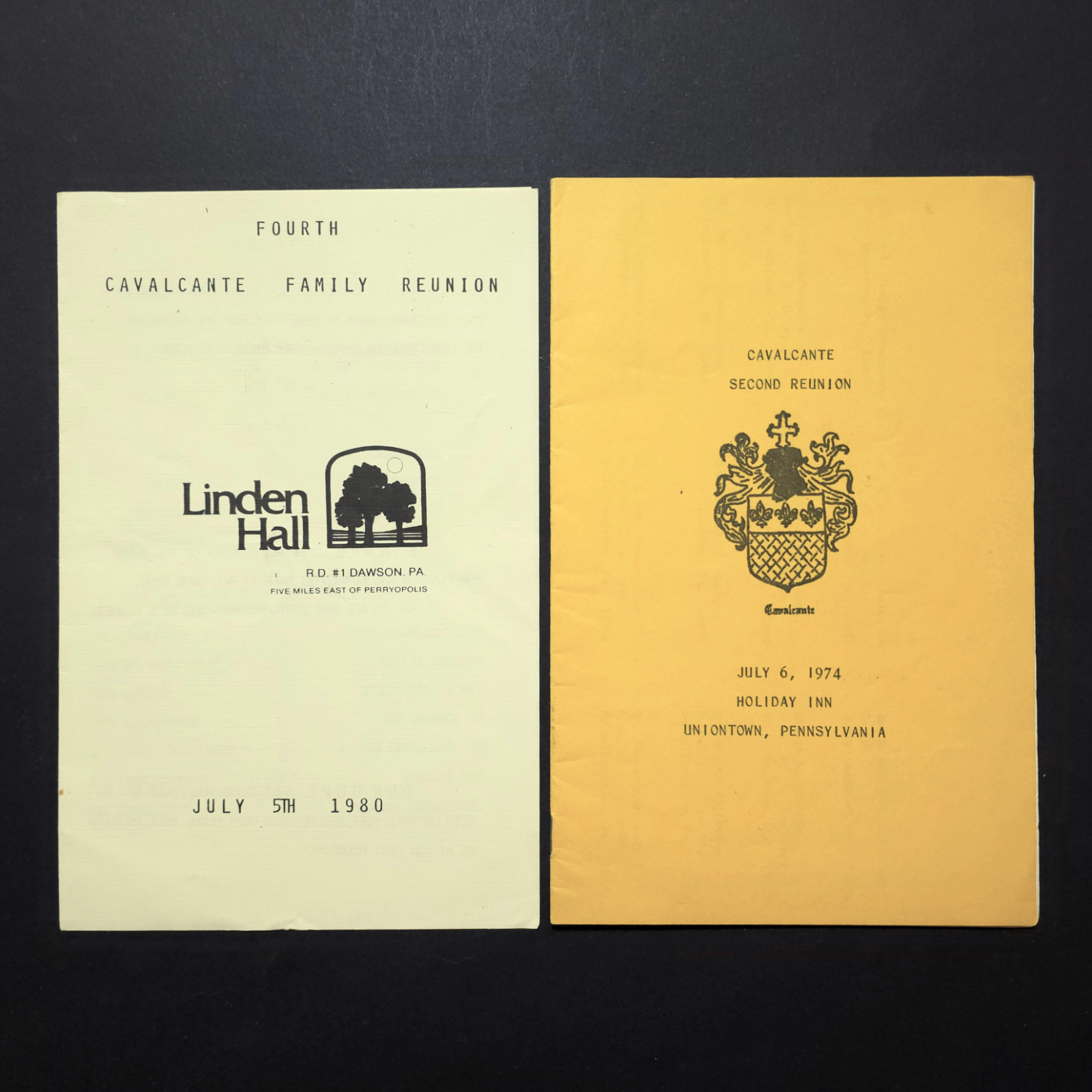 Cavalcante Family Reunion Programs 1974 1980 Uniontown Dawson PA Ephemera Lot
