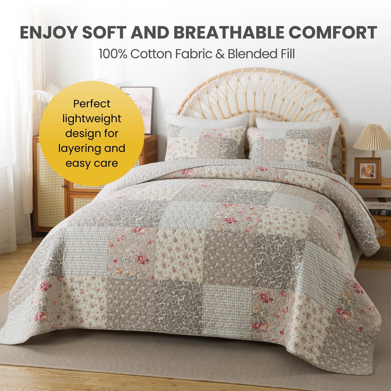 SLPR Walk in The Cotswolds Patchwork Cotton Pieced Quilt Set – Queen Size wit…