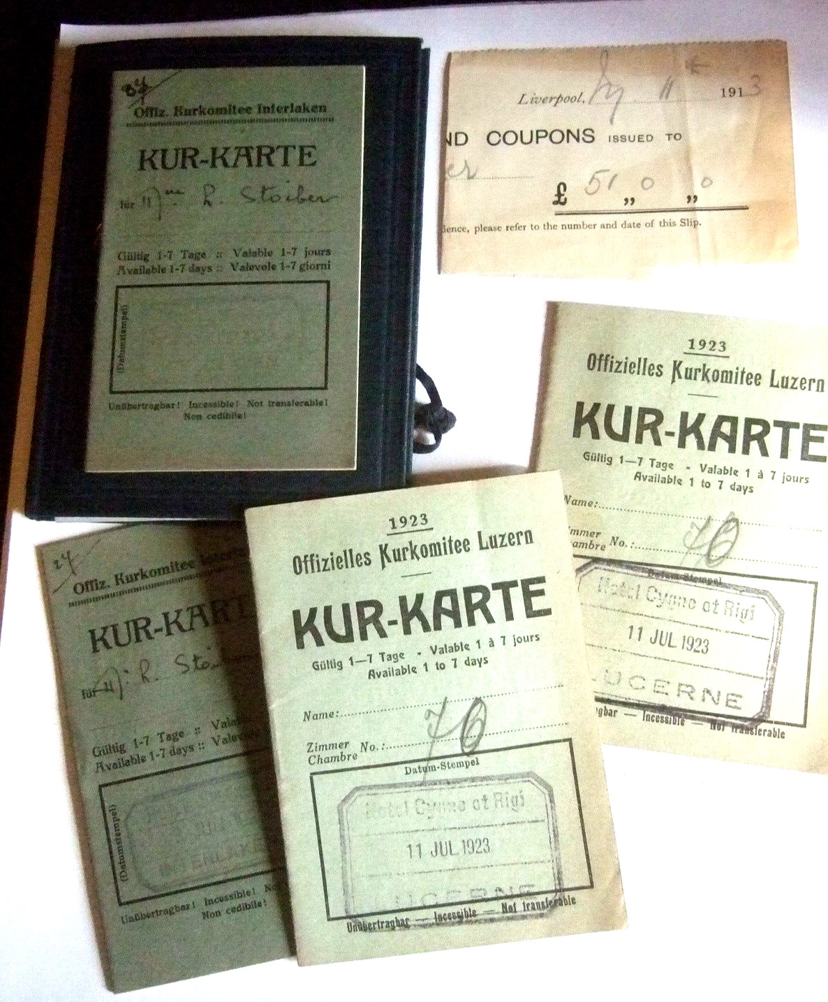 Cook’s Tour Travel Tickets 1913 1923
