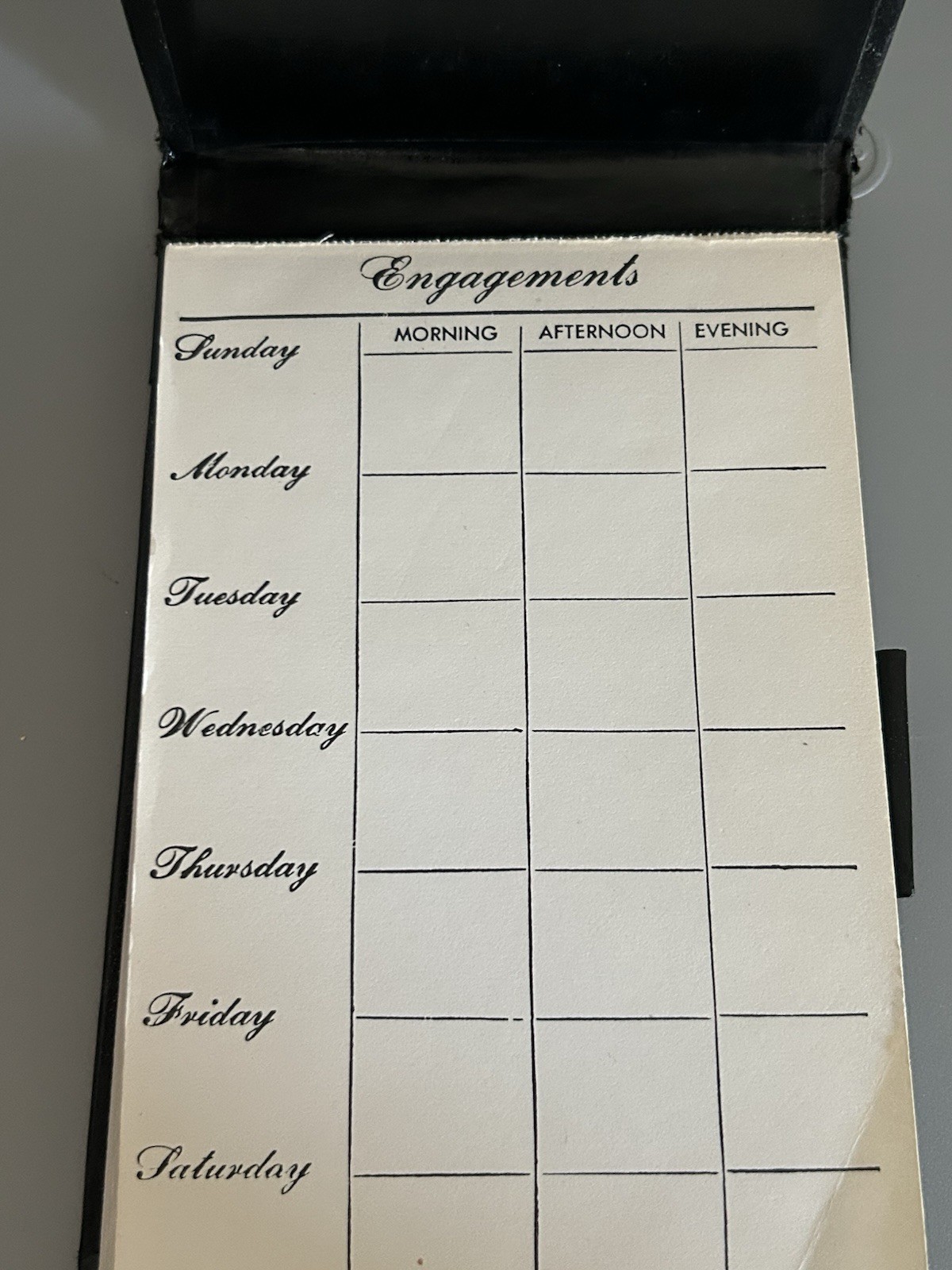 VTG Daily Schedule Black Book Morning Afternoon Evening Engagements 80s 90s USA