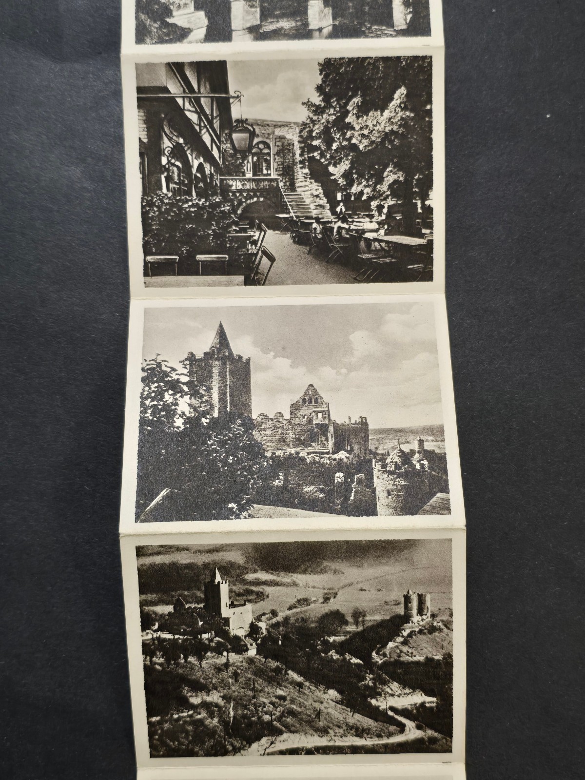 German Third Reich Era Pull-Out 10 Photo Booklet Castle Views c1930s-1940s