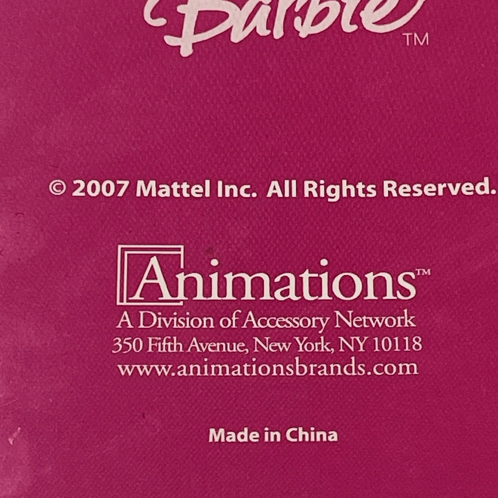 Vintage 2007 Pink Barbie Pocket Address Book Mattel Animations Brand RARE
