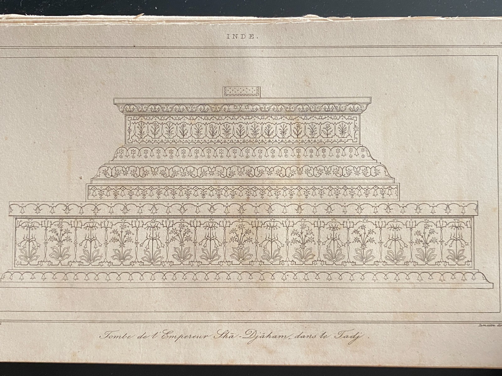Engraving India 1843 “Tomb Of The Emperor Shah Jahan In The Taj”