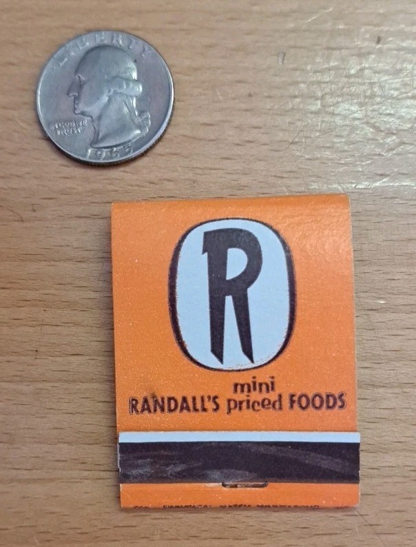 Randalls Foods Grocery Matchbook 1970s Vintage Iowa Orange RARE