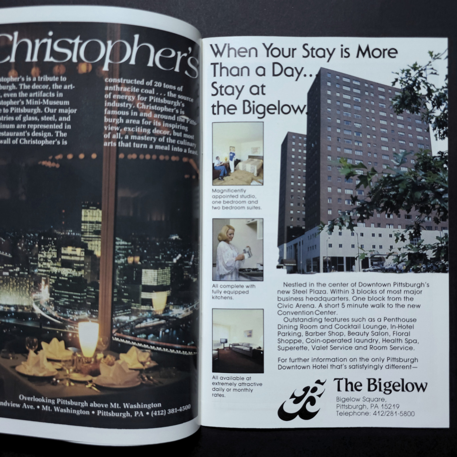Pittsburgh Convention Visitors Guide Hotel Motel Travel Dining 1982 Booklet