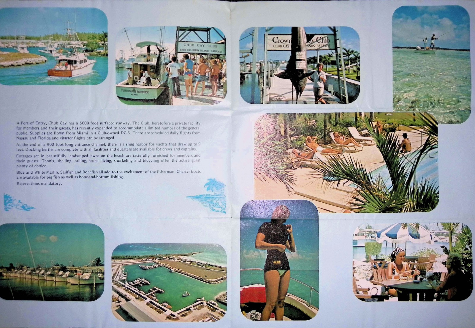 Chub Cay Club Bahamas 1950s Marlin Brochure Mailed Berry Islands