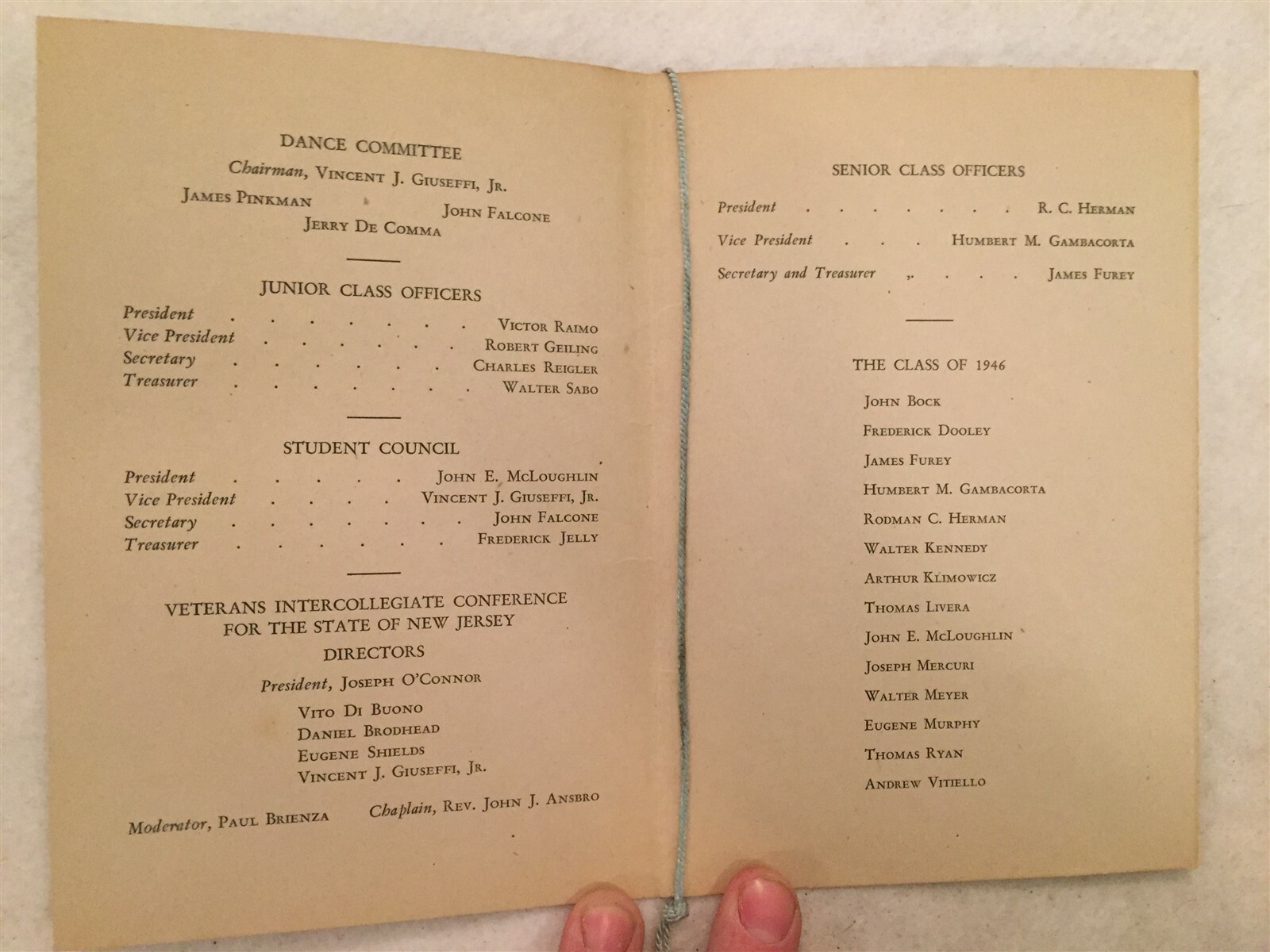 1946 Seton Hall College University Junior Prom Programs New Jersey NJ Vtg
