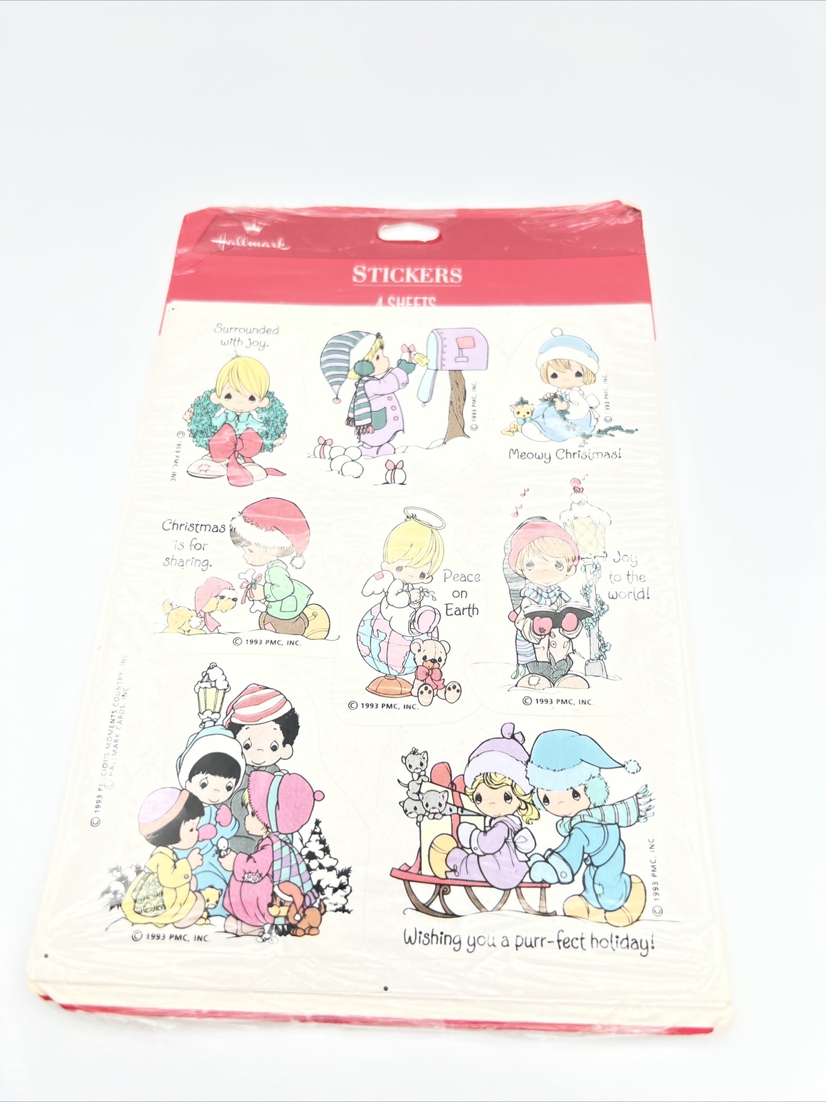 Vintage Hallmark Precious Moments Christmas Stickers 1993 4 Sheets NOS