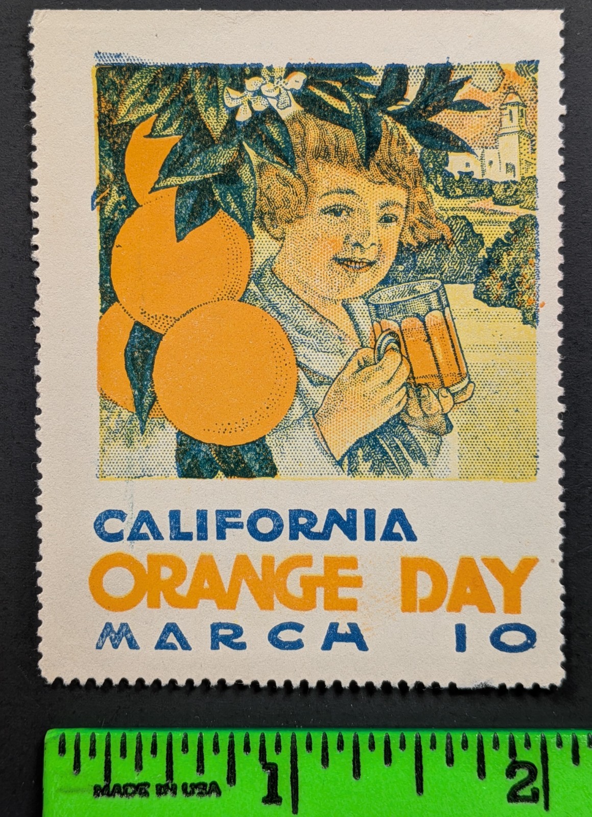 Vintage California Orange Day Poster Stamp