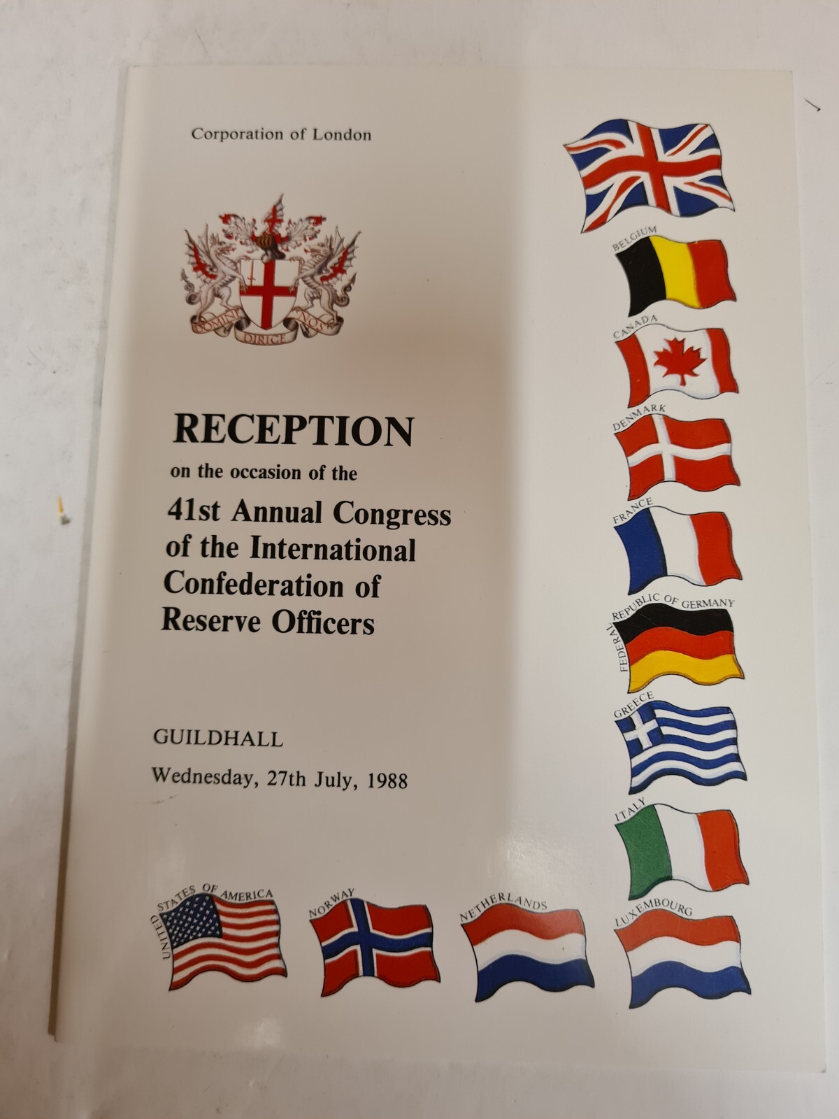 Vintage Collection x 6 London Guildhall Military Banquet / Reception Programmes