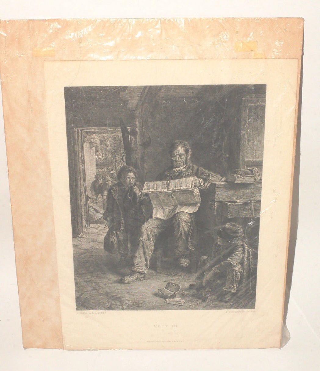 “Kept In” Engraving 1880’s Hess Publishing New York – Excellent Condition