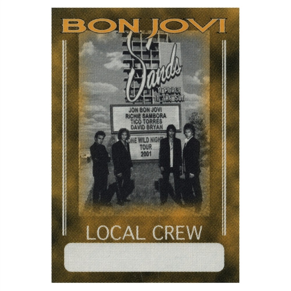 Bon Jovi 2001 One Wild Night concert tour Working Crew Backstage Pass