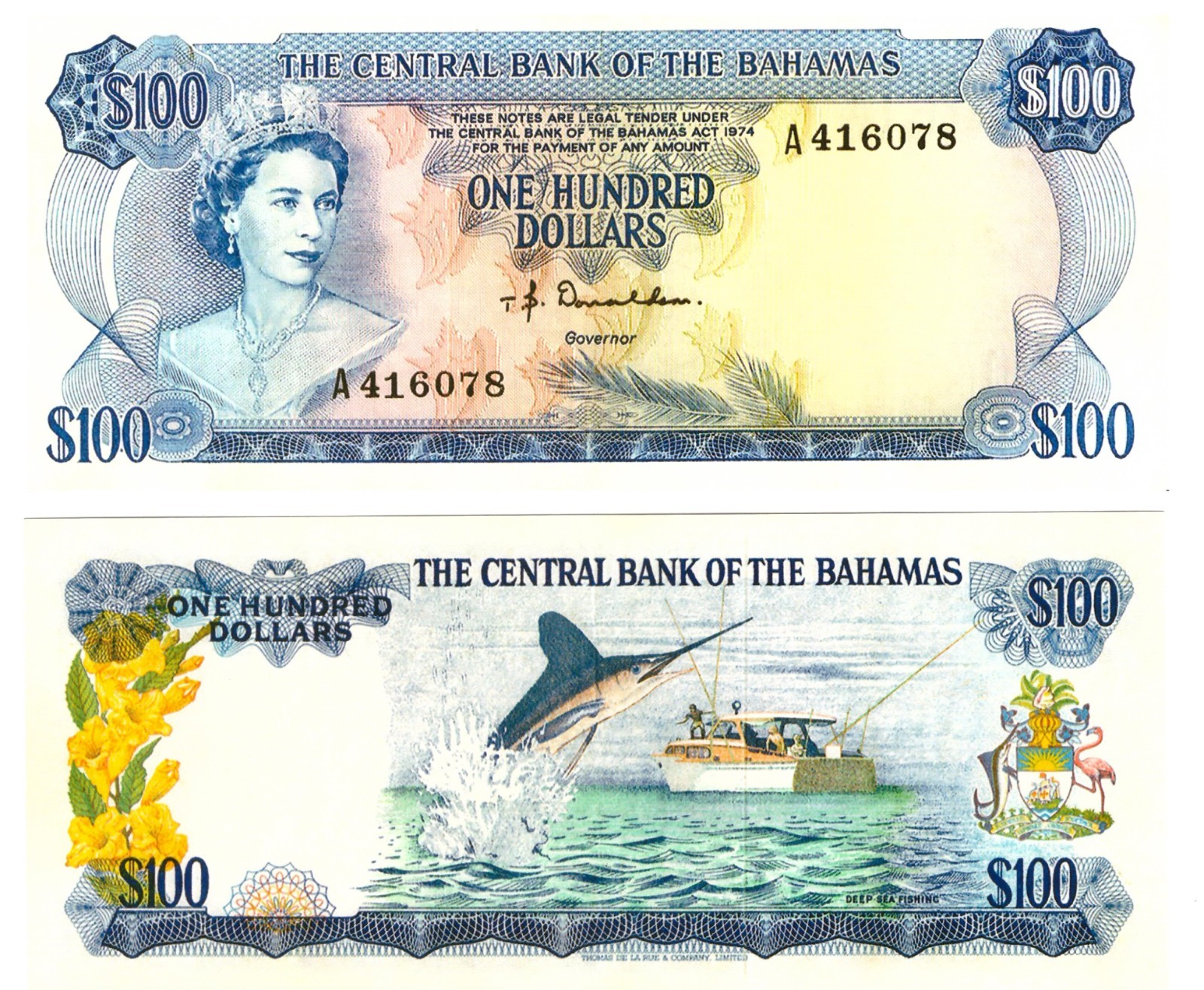 u Reproduction Note Bahamas 100 Dollars 1974 Pick #41 5256R