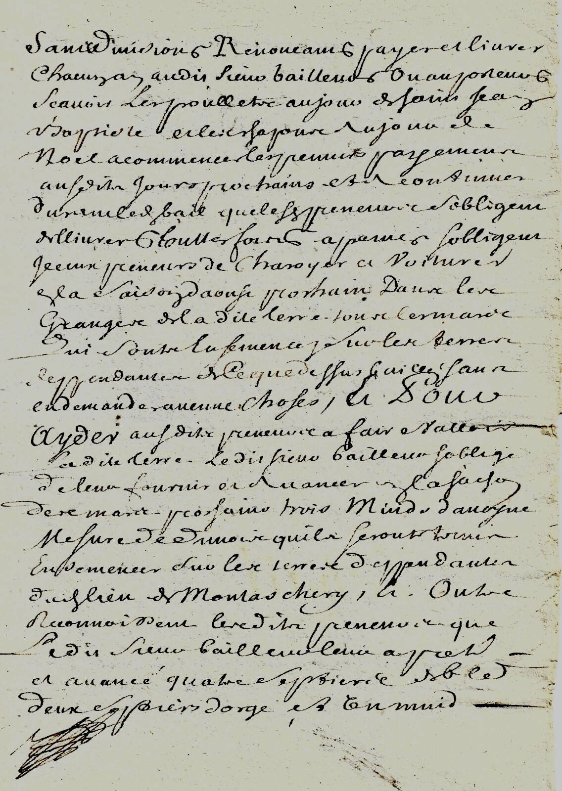 1707 Luz-En-Dunois Farmhouse Of Montachery Lease By Guignard To Moreau Verdier