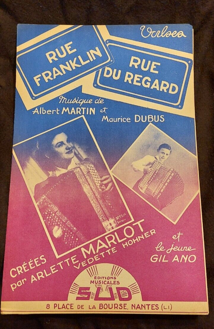 Partition Rue Franklin Rue Du Regard Arlette Marlot Gil Ano Sheet Music