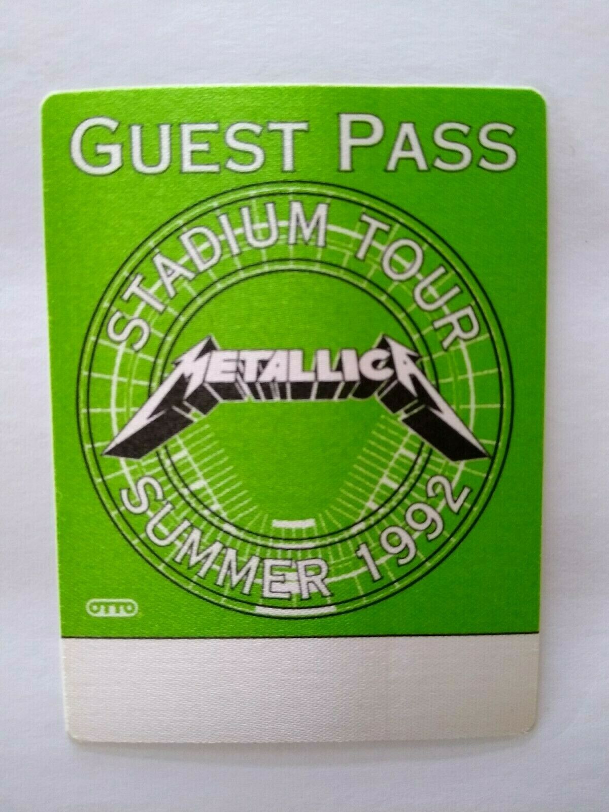 Metallica Backstage Pass Original 1992 Hard Rock Heavy Metal Music Tour Green