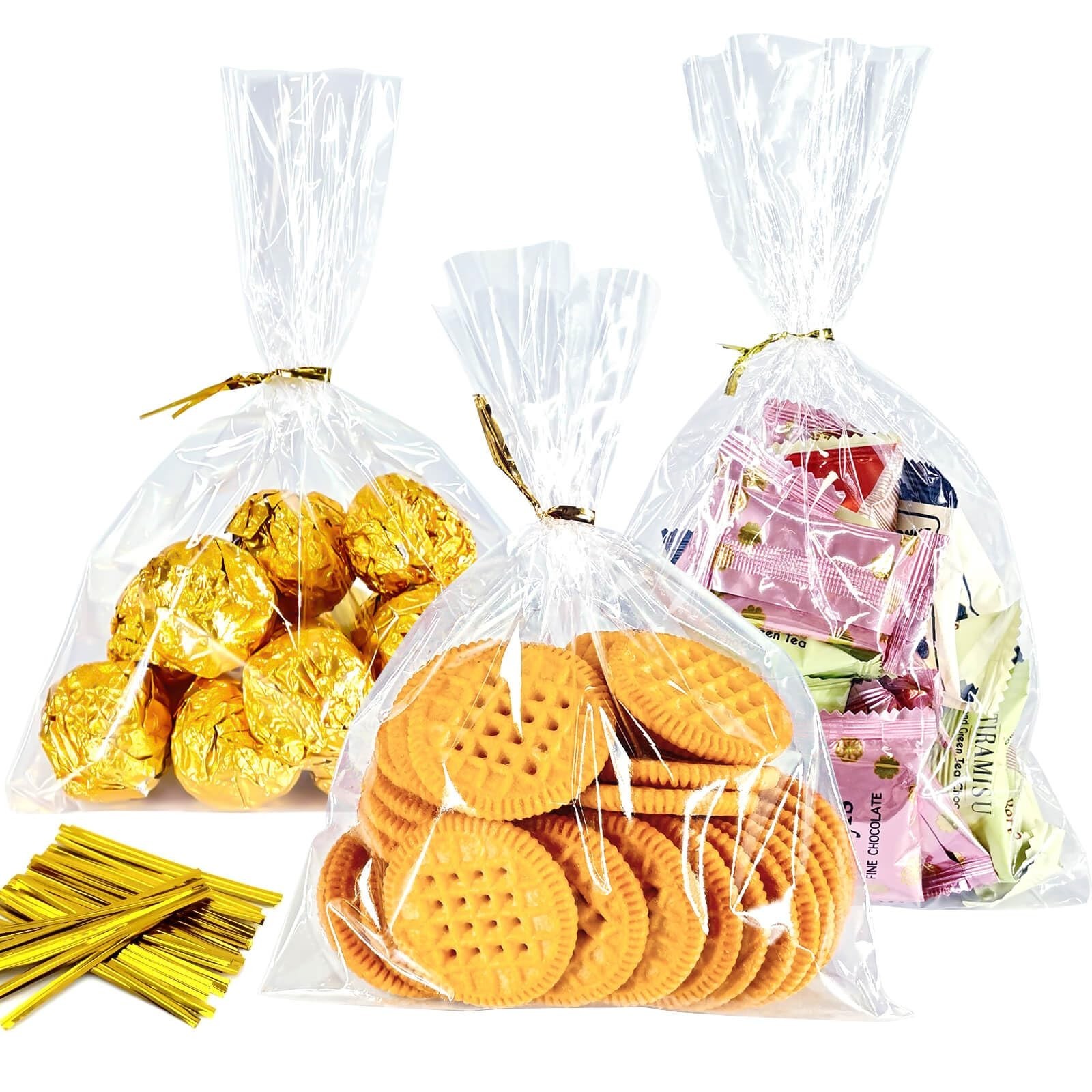 Cherodada 6″x 8″, 200Pcs Cellophane Treat Bags with Twist Ties for Gift Wrapp…