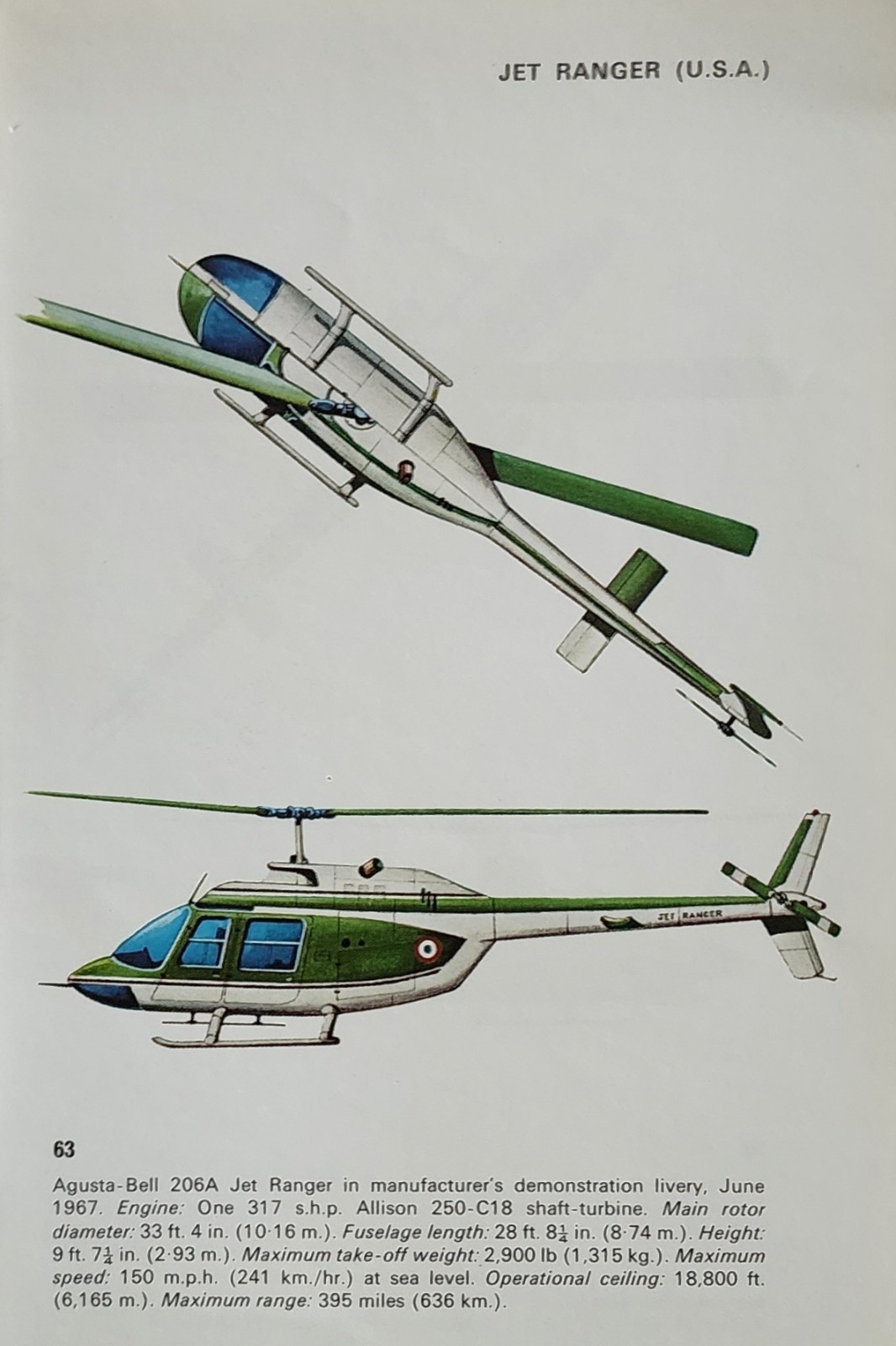 Bell Jet Ranger Helicopter Picture Info Detail Vintage Original Article Sheet