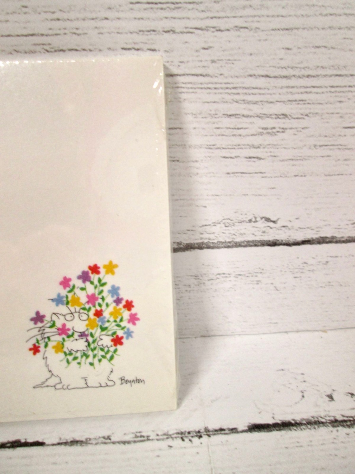 Vintage 80s Sandra Boynton Post It Note Pad Cat Hold Flowers For You Retro Cute
