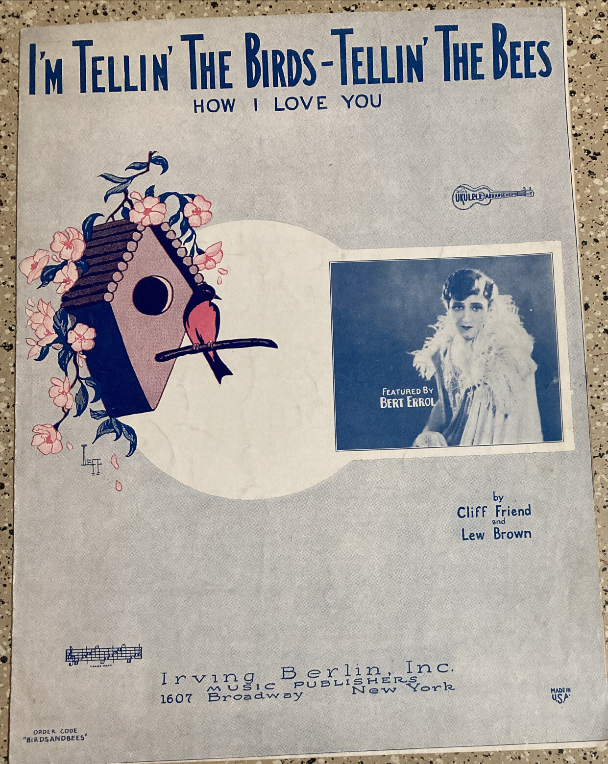 VINTAGE SHEET MUSIC 1926 I’M TELLIN TEH BIRDS BEES HOW I LOVE YOU CLIFF FRIEND