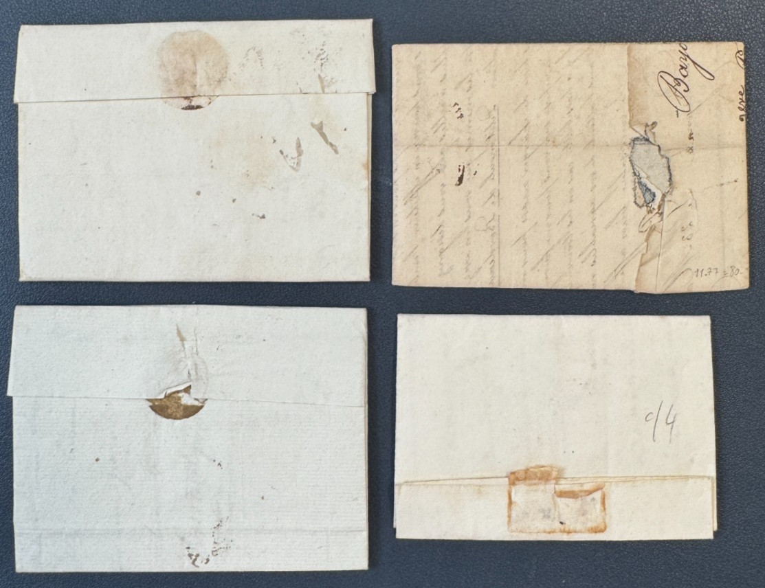 Lot of 4 Letters from BAYONNE / 1812 to 1823 / Linear Mark with Number