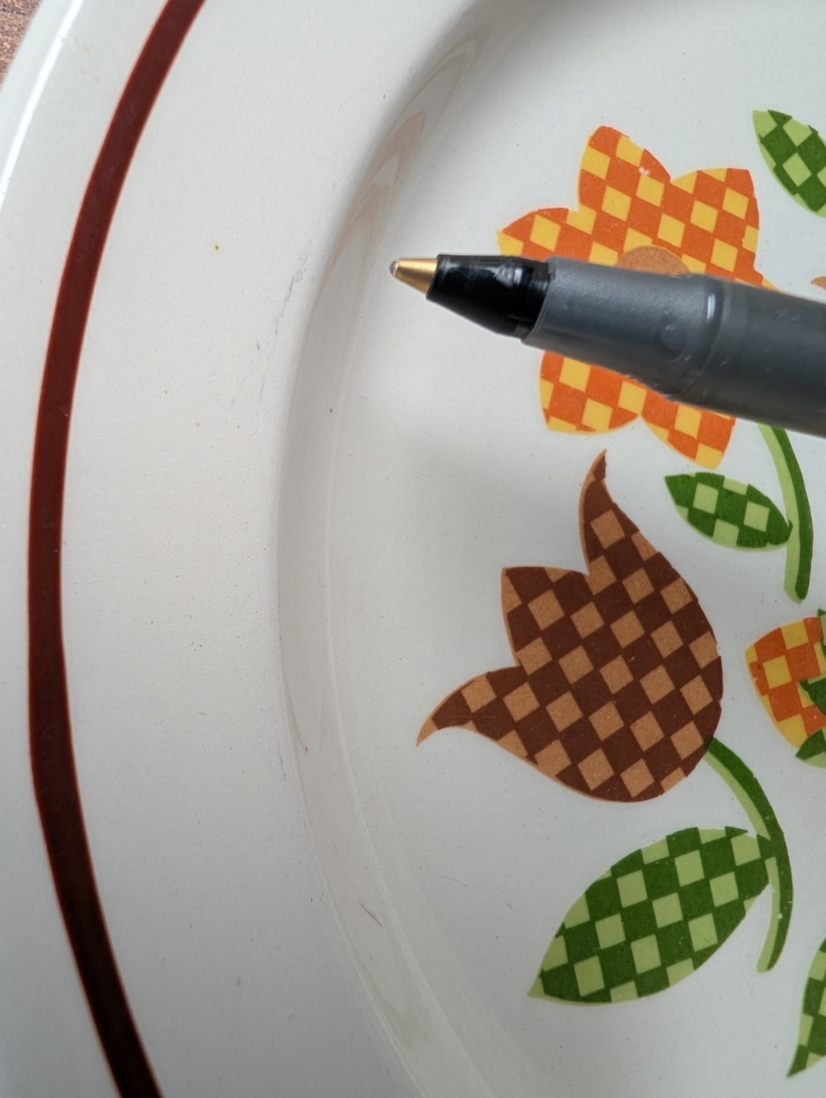 1960’s Vintage Retro Gingham Garden Plate 71/2 Inch Dessert Plate – Made in USA