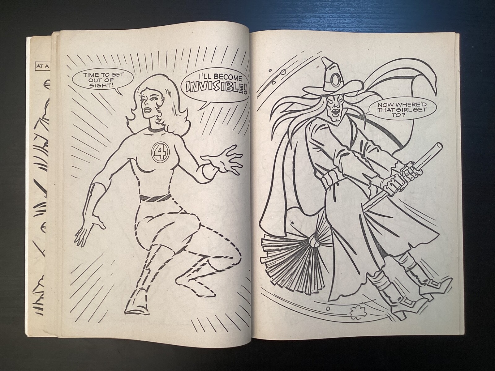 FANTASTIC FOUR meet “THE WITCH” Coloring Book copyright 1977 Marvel Comics Group