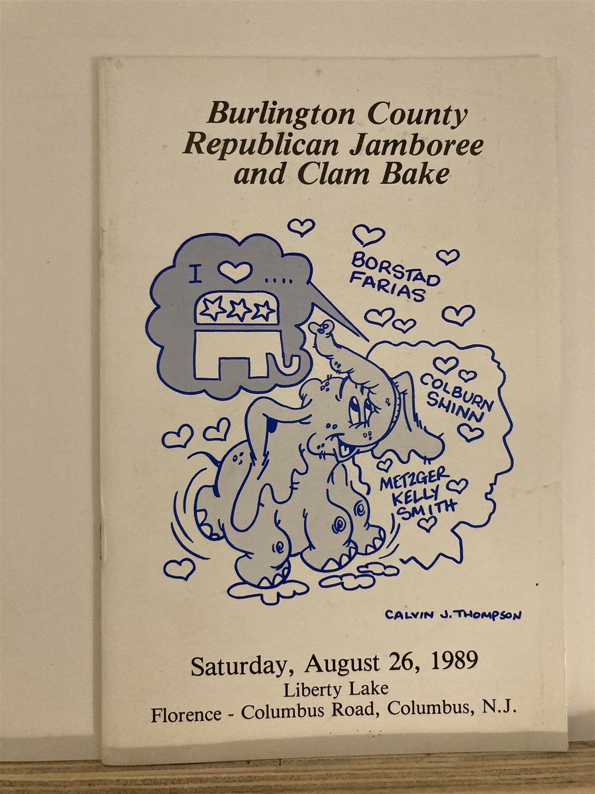 1989 Burlington County Republican Jamboree & Clam Bake Liberty Lake Columbus NJ