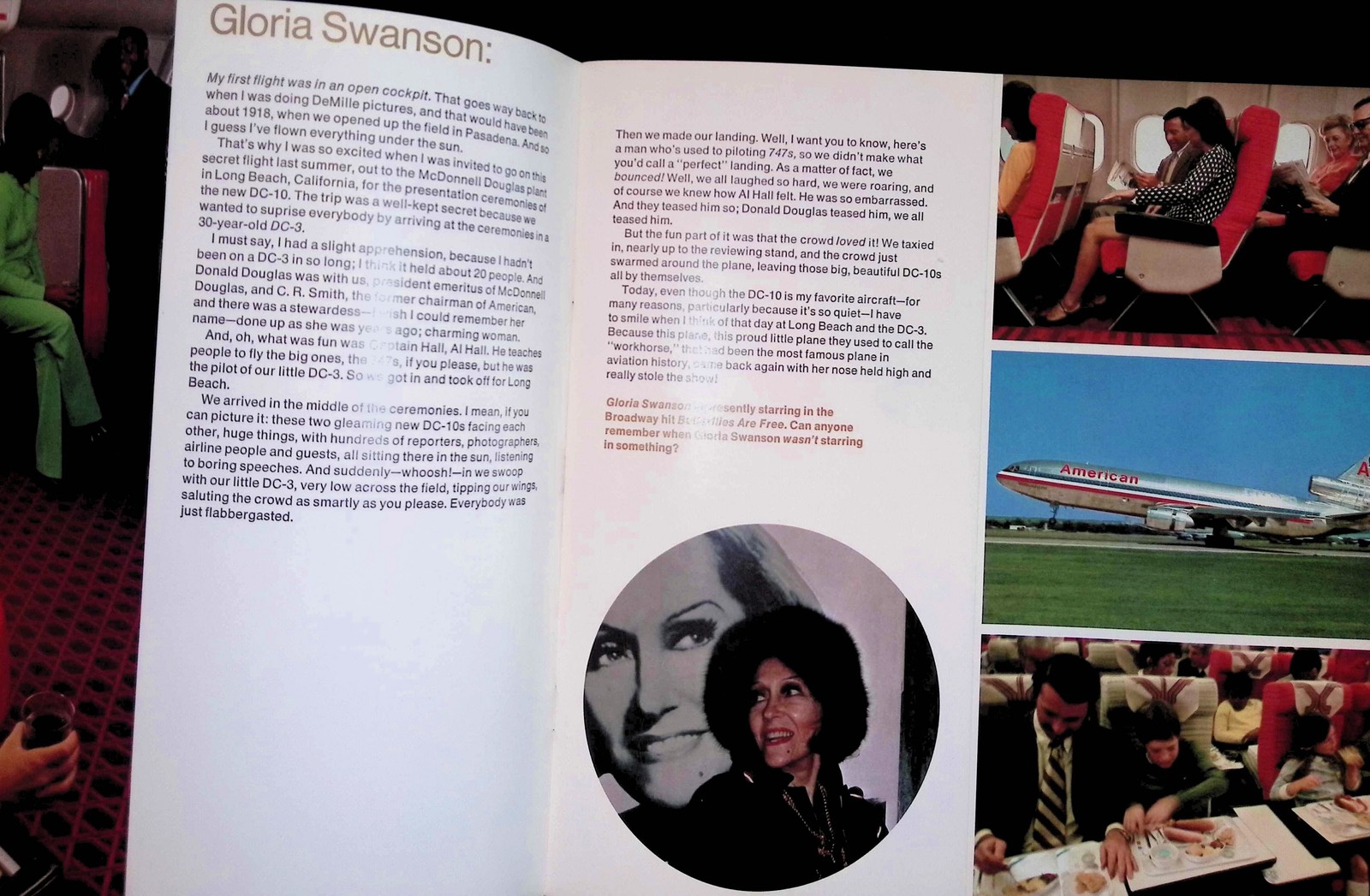 1970s American Airlines Inflight Mag Gloria Swanson DC-10 Flight Academy