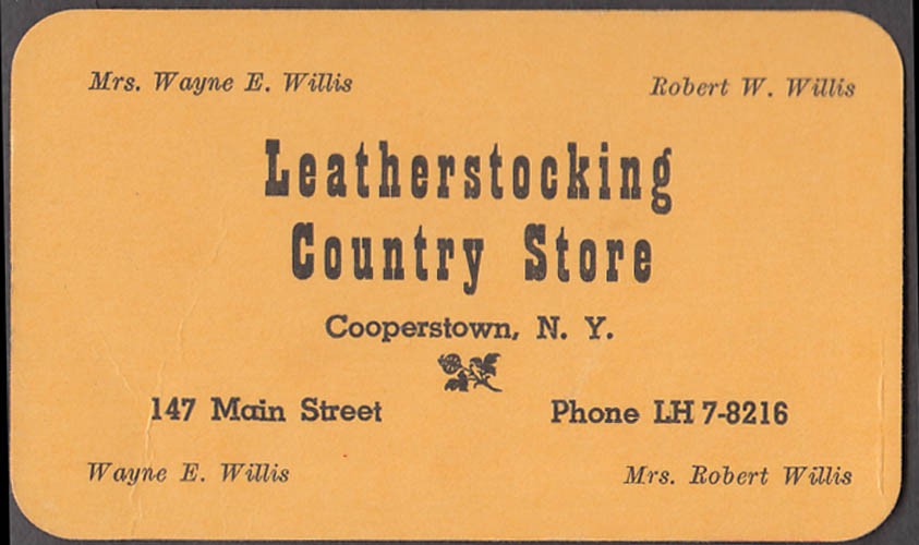 Leatherstocking Country Store Cooperstown NY business card ca 1940s