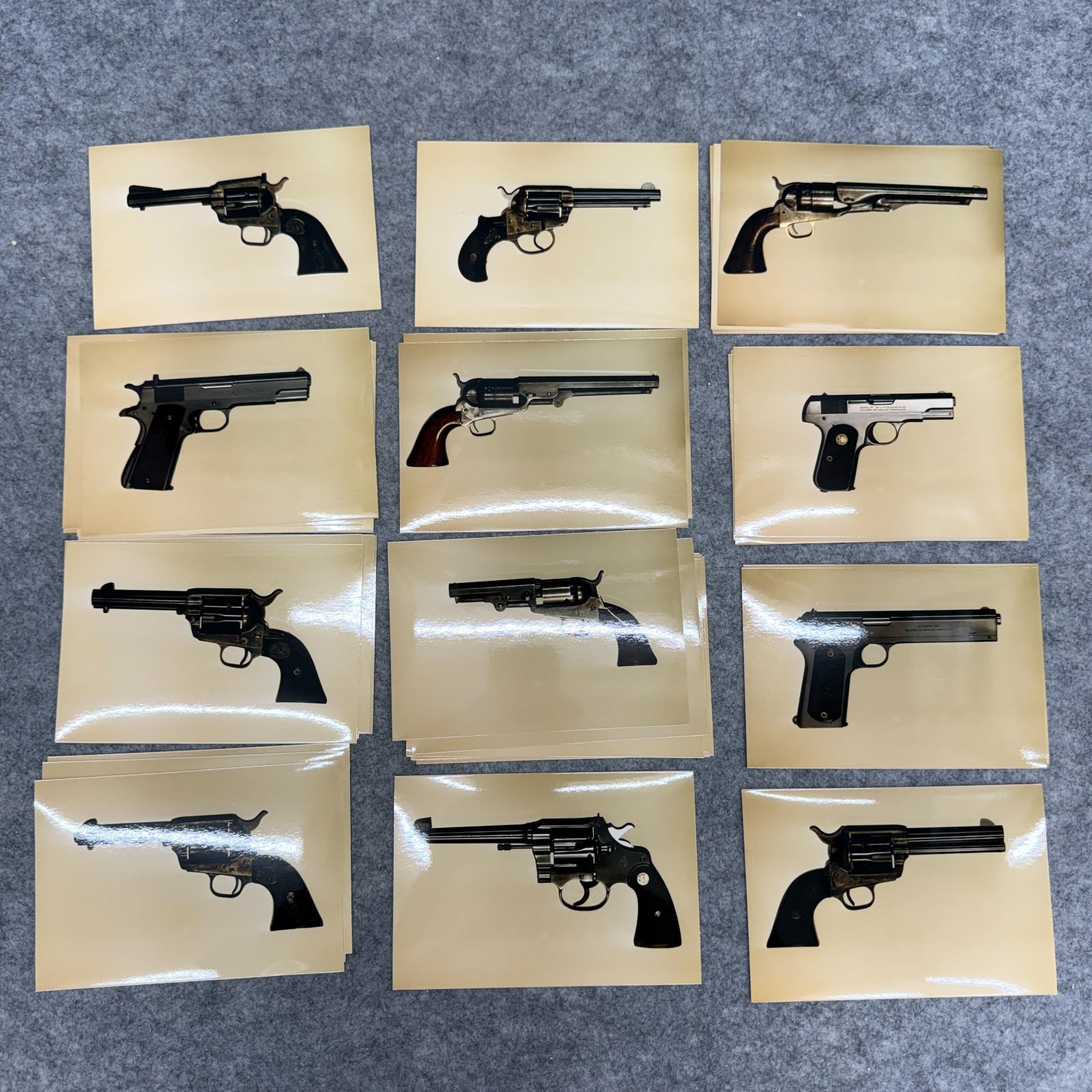 Vintage Handgun & Revolver Collector Cards Photograph Reference Cards Lot of 64