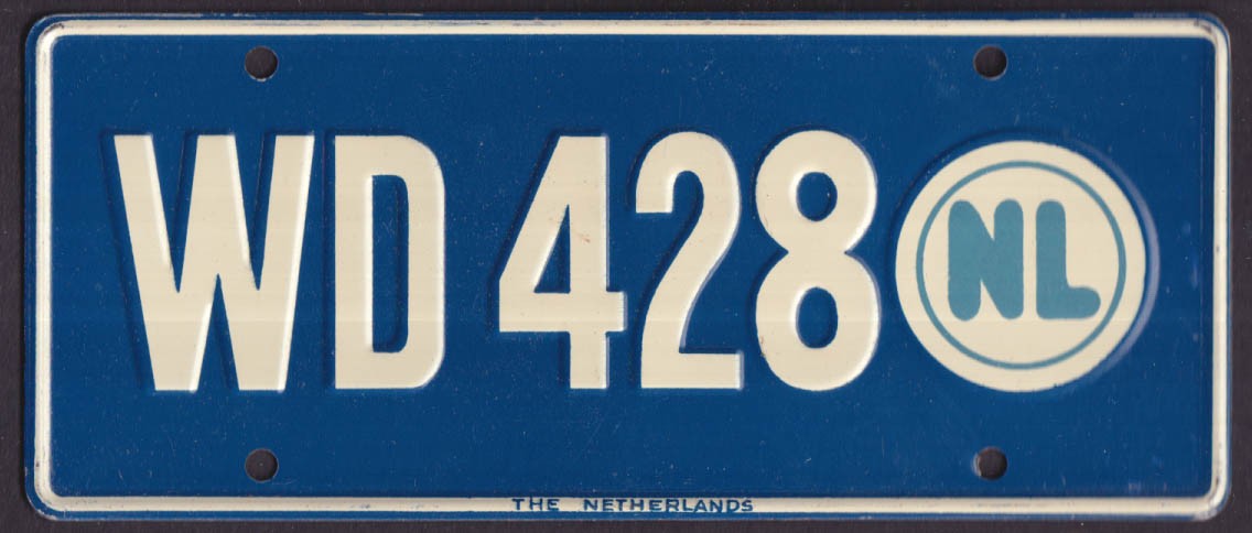 1953 Netherlands blue #2 Wheaties metal bicycle license plate w/ free ad reprint