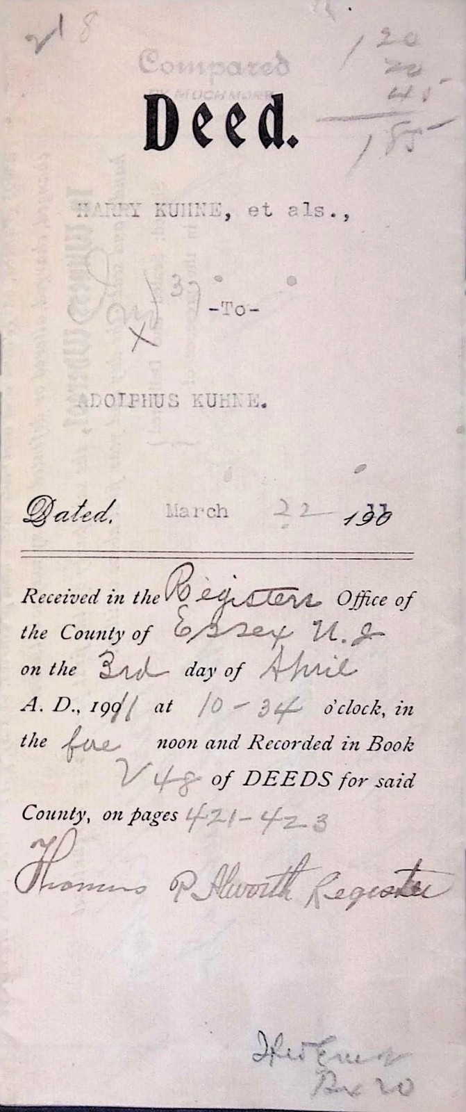 1800s Property Deed Docket Iron-Gall Ink Land Transfer Foxing Americana