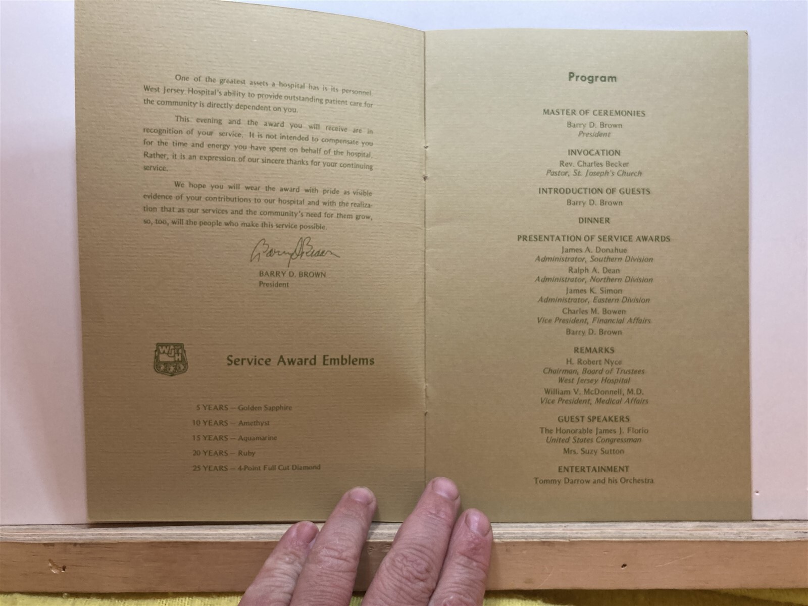1975 West Jersey Hospital Employee Service Dinner Voorhees Twp Berlin Camden NJ