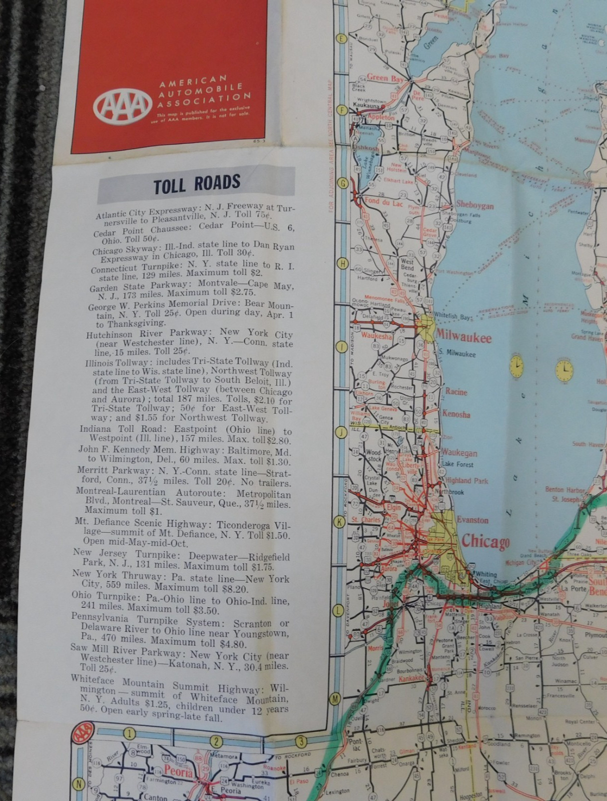 Vintage 1965-1966 AAA Northeastern United States Road Map Travel Route Planner
